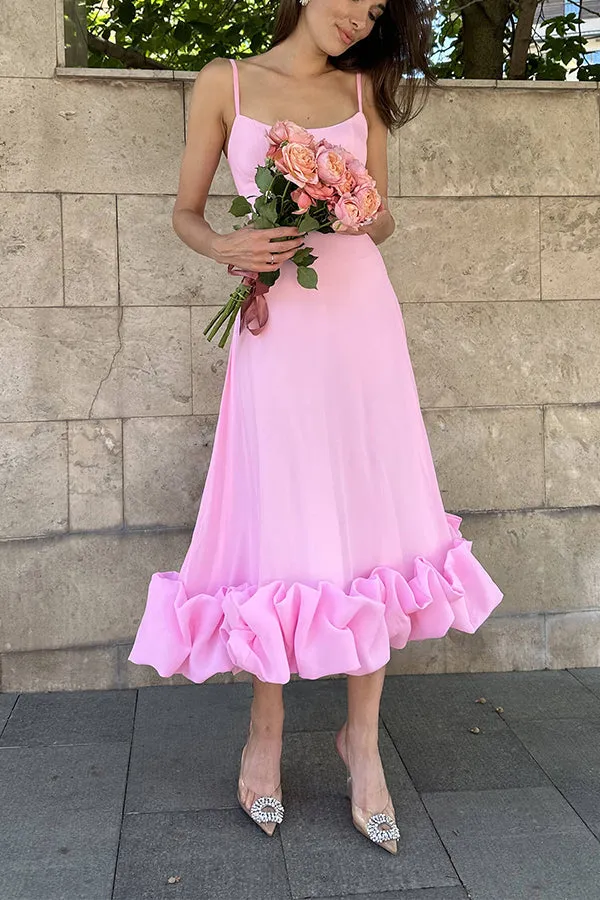Roseanne - Strapless Midi Dress with Ruffles for Midnight Banquets