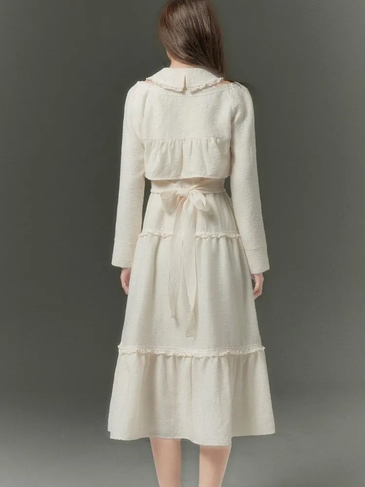 Rough Textured Cropped Tops & Cake Dress【s0000003400】