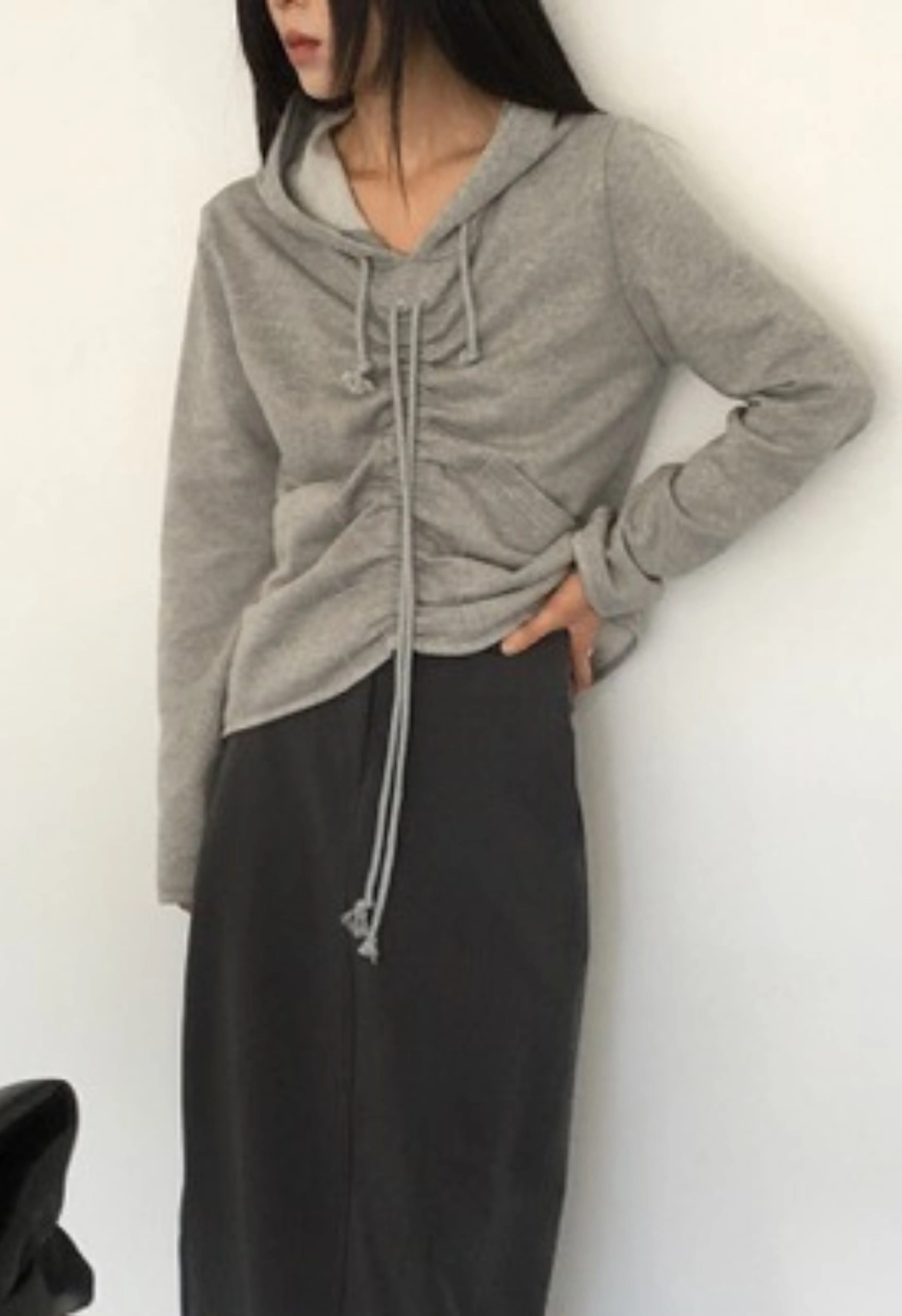 Ruched Grey Hoodie