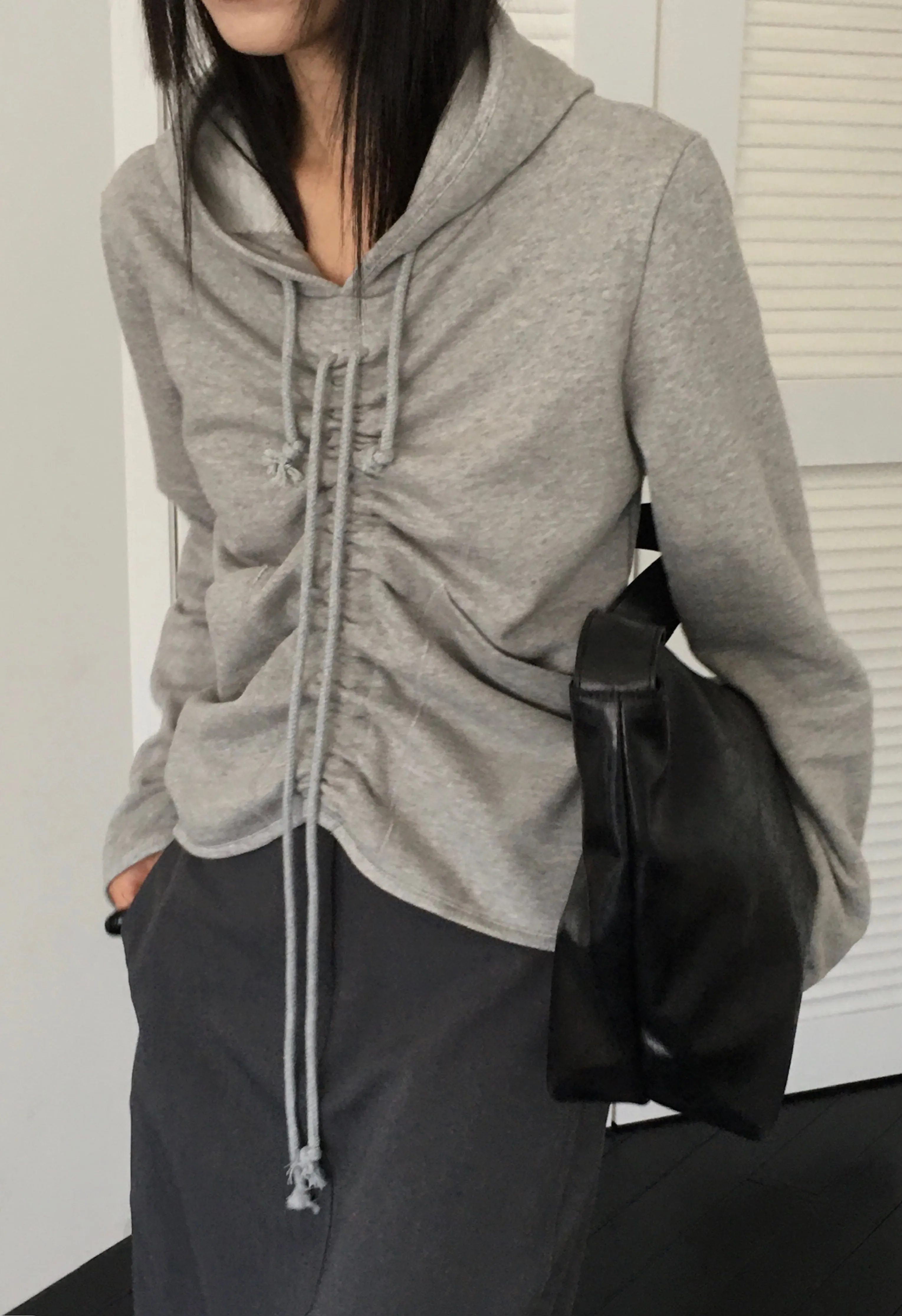 Ruched Grey Hoodie