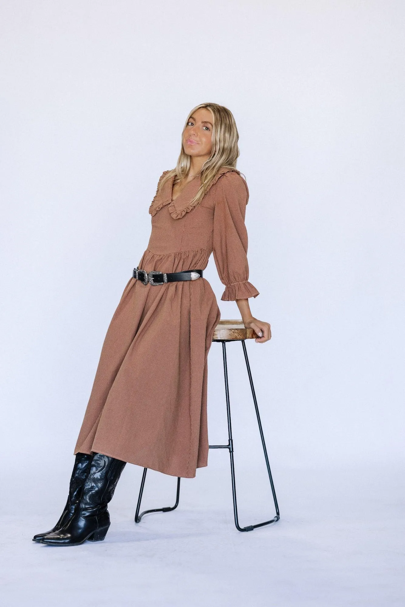 Samantha Midi Dress in Burgundy
