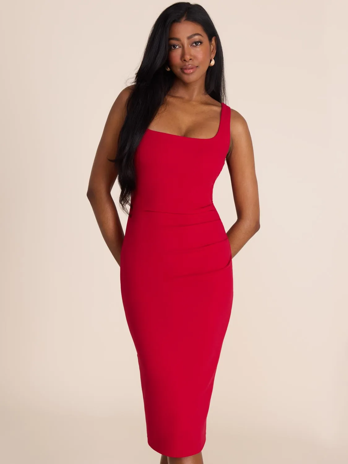 Scoop Neck Midi Dress