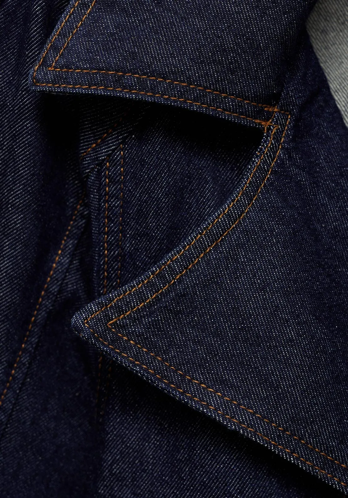 Short denim trench with belt - Open Blue
