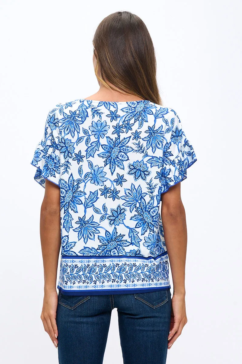 SHORT SLEEVE RUFFLE DOLMAN