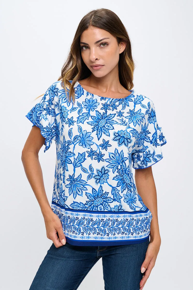 SHORT SLEEVE RUFFLE DOLMAN