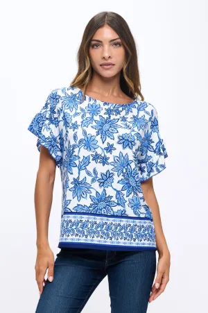 SHORT SLEEVE RUFFLE DOLMAN