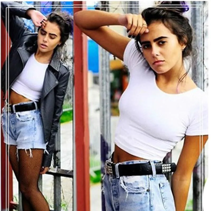 Short Sleeves Tops Women Basic Tees Cropped Tops Fashion Slim Brand Fitting Tank Tops Corset