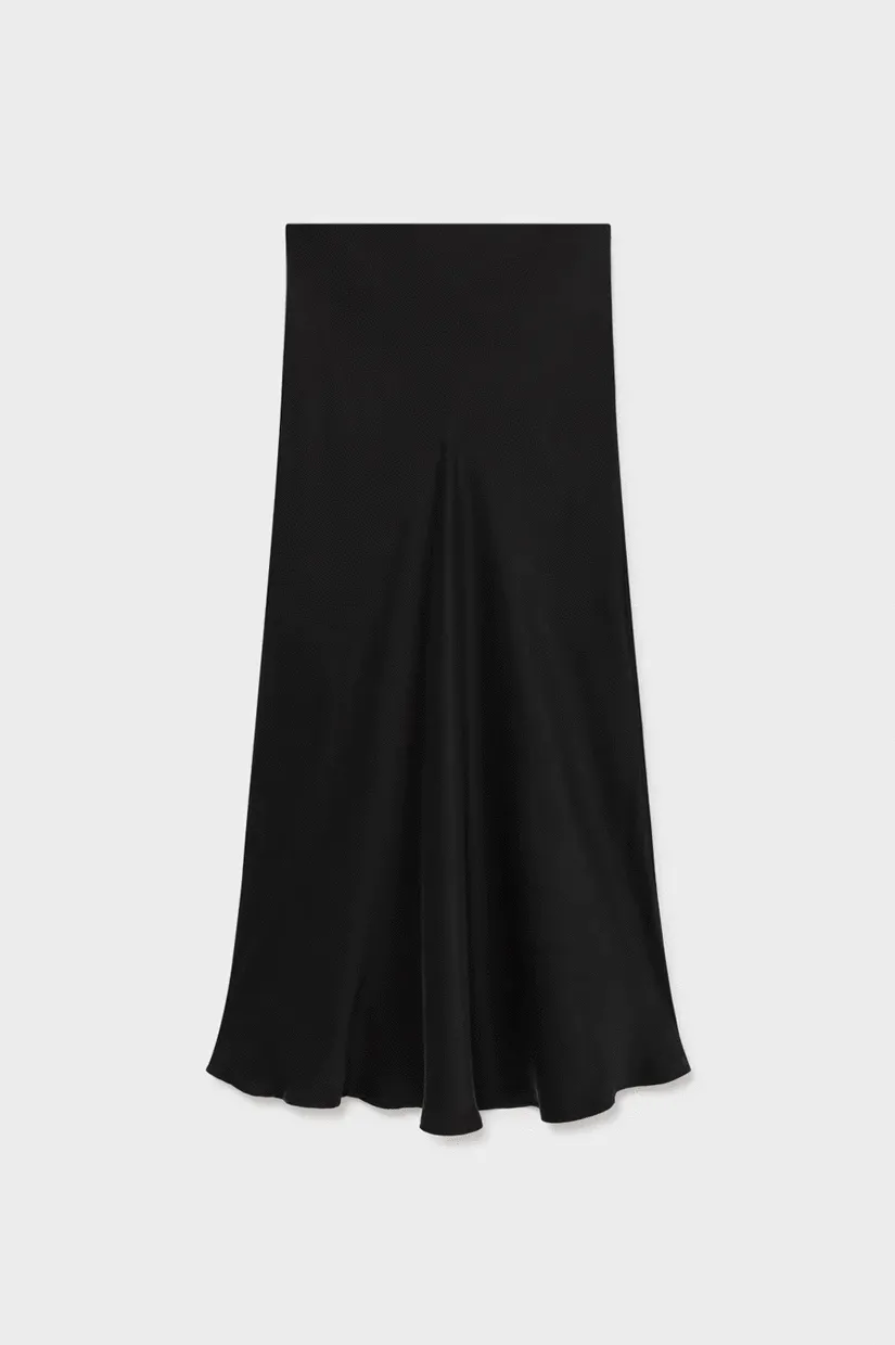 Silk Laundry Long Bias Cut Skirt - Black