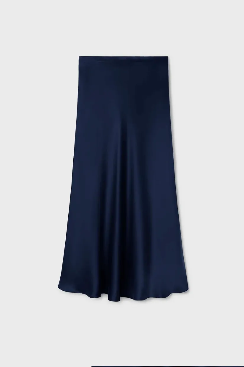 Silk Laundry Long Bias Cut Skirt - Midnight
