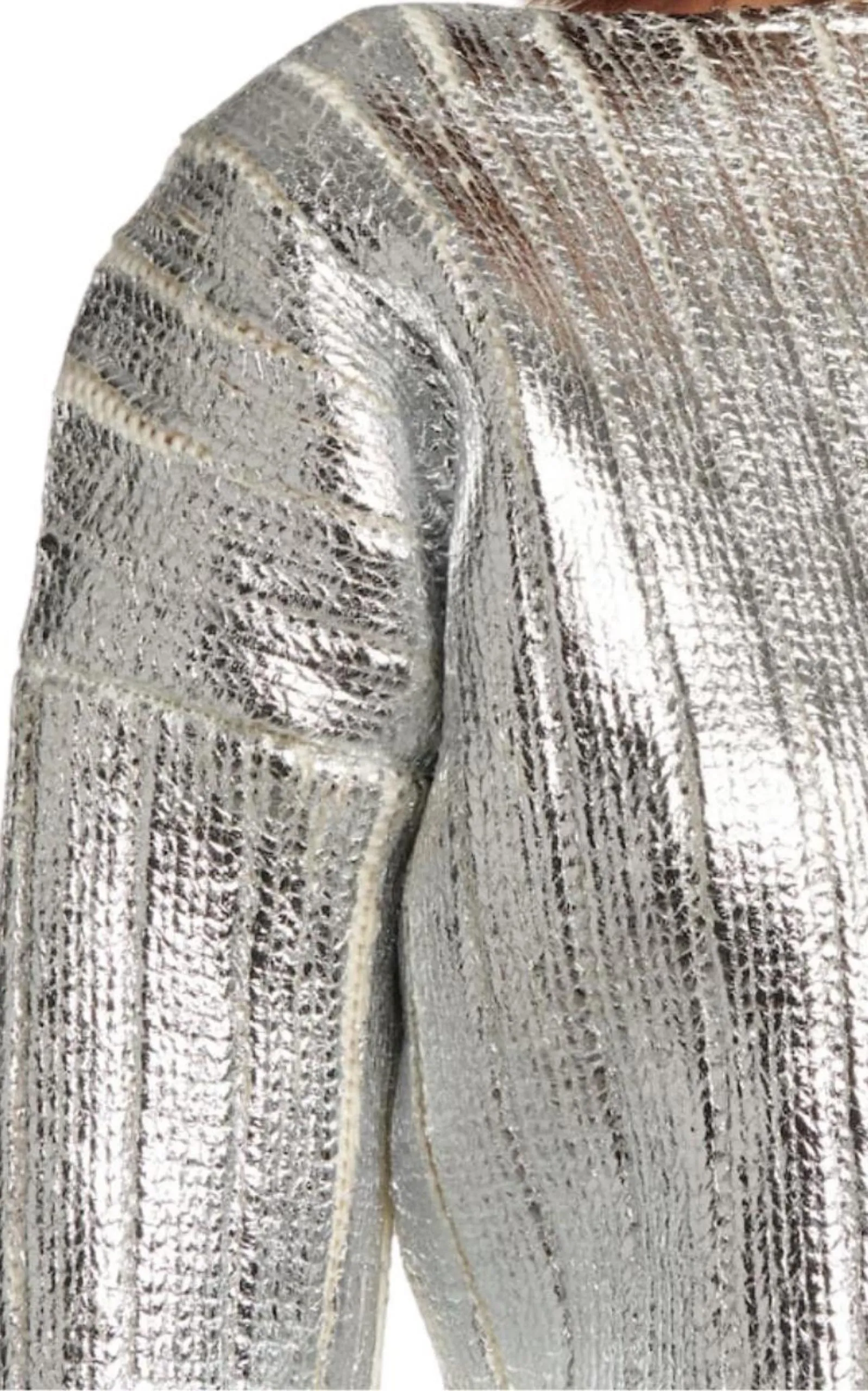 Silver Cropped Wool-blend  Sweater