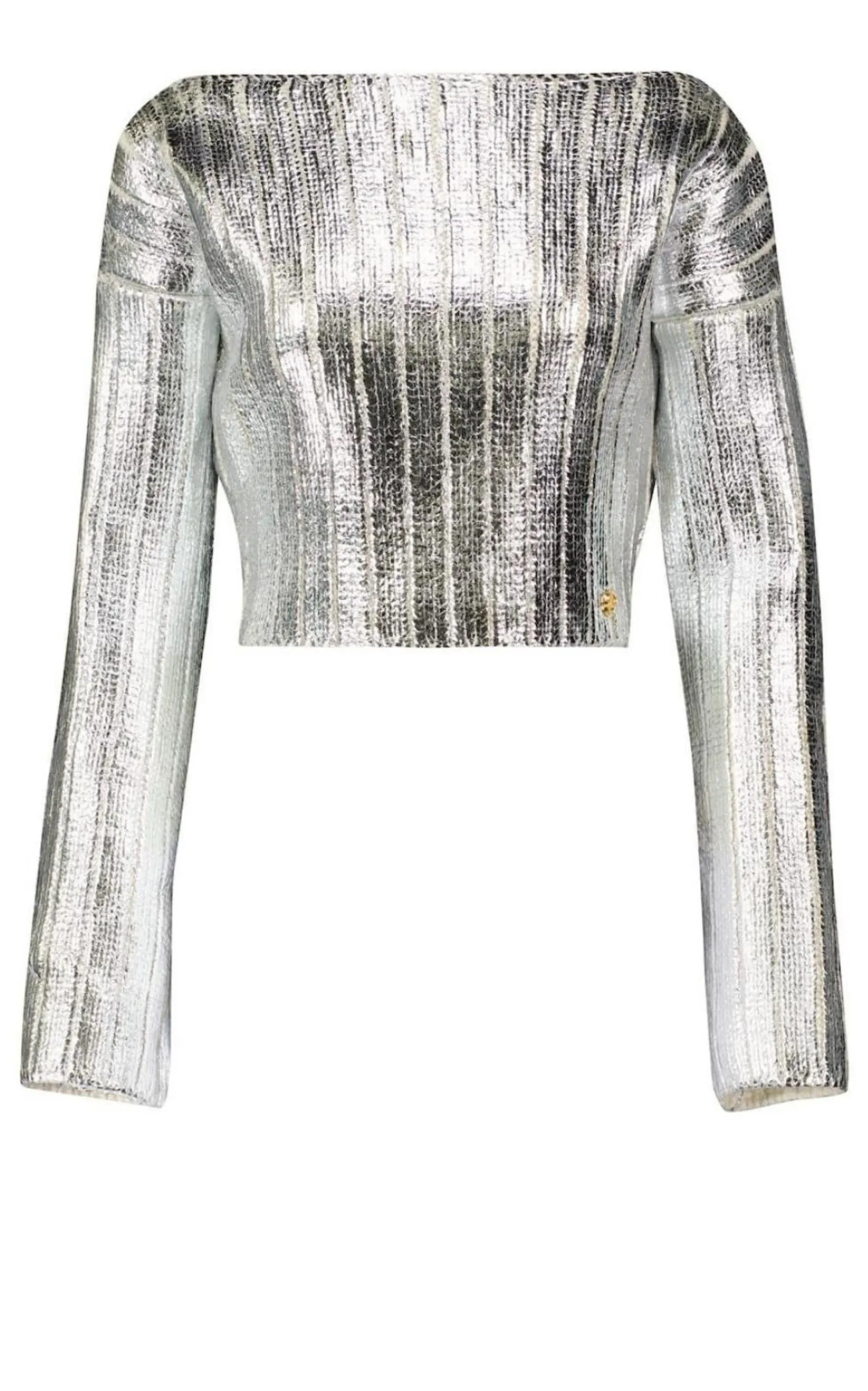 Silver Cropped Wool-blend  Sweater
