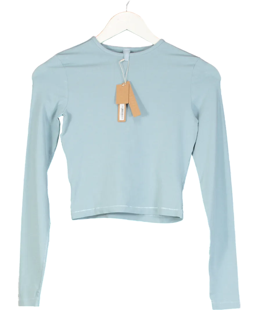 SKIMS Blue New Vintage Cropped Long Sleeve T-shirt UK XS