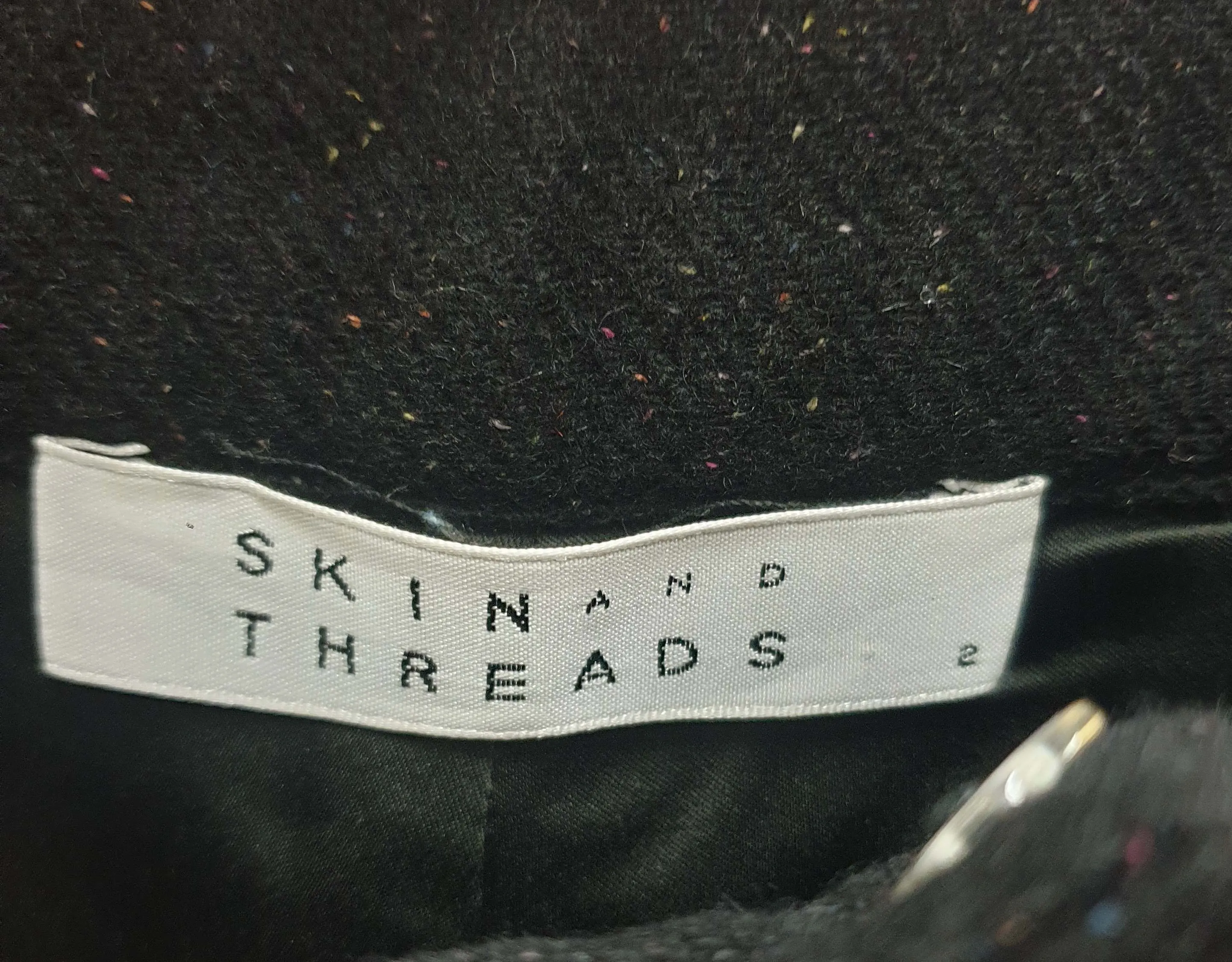 Skin & Threads charcoal wool mix flecked straight leg pants size 2 (best fits 10)
