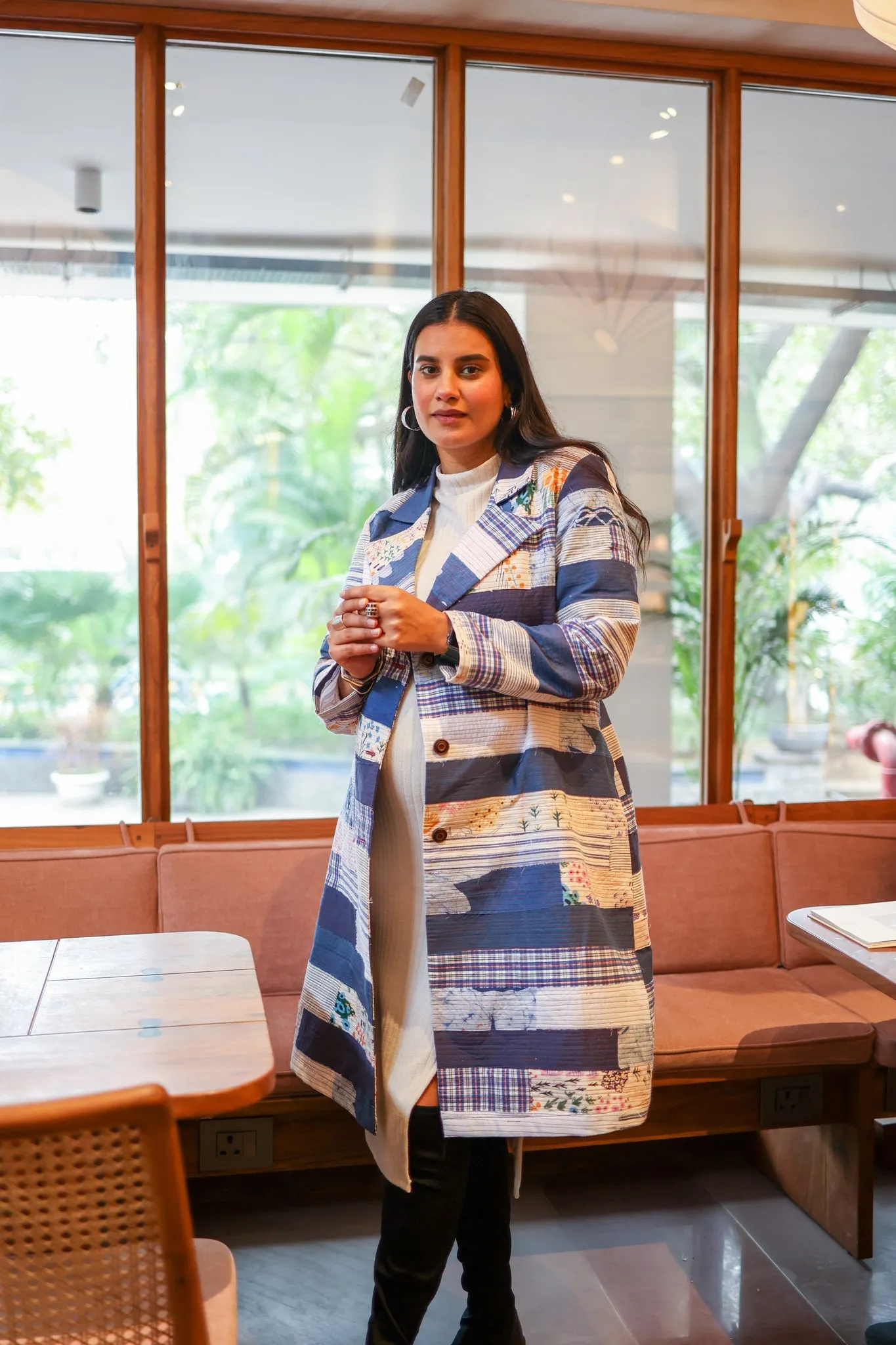 Sky Patchwork Trench