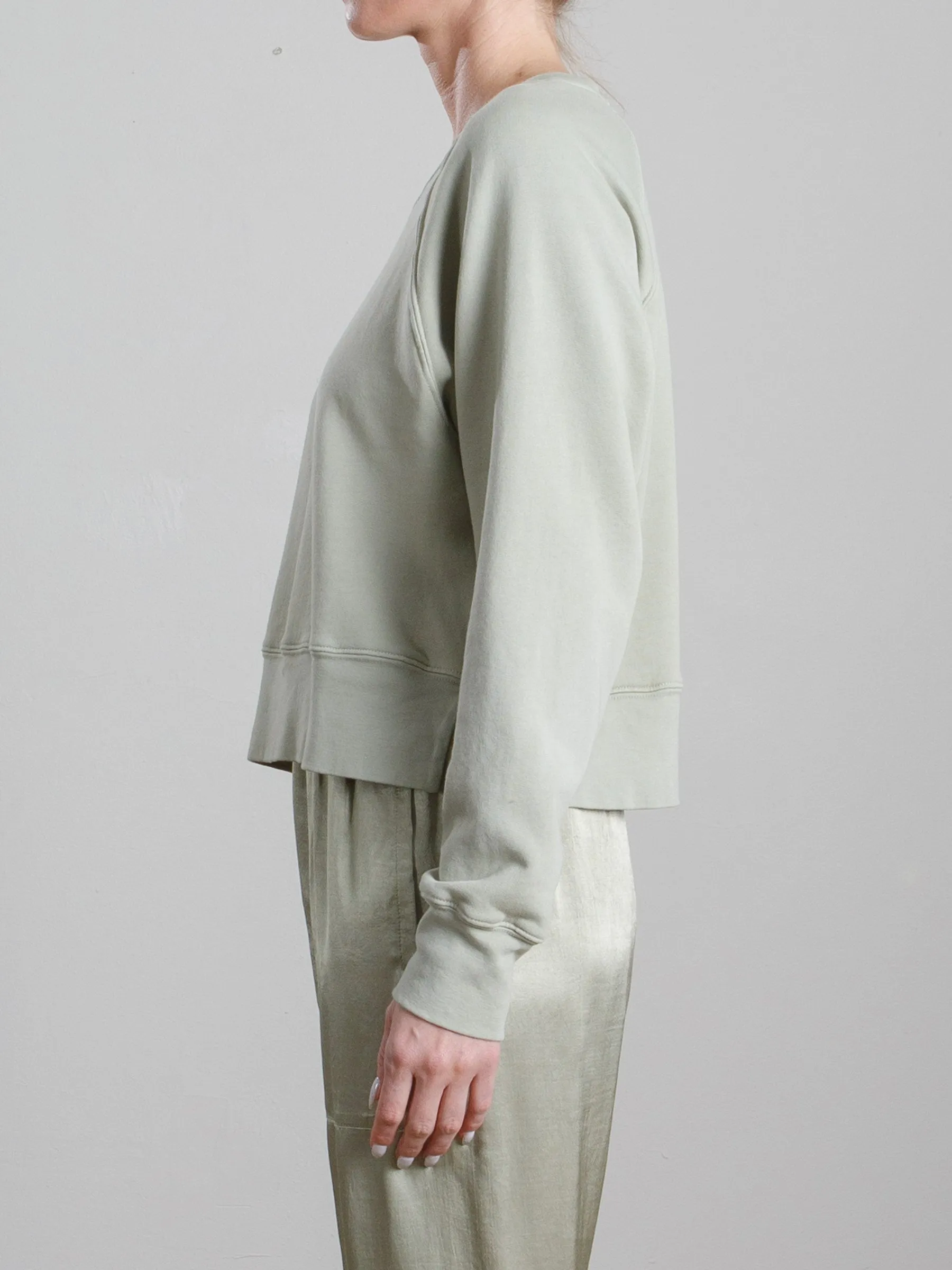 Sophia Crop Sweatshirt in French Terry - Matcha