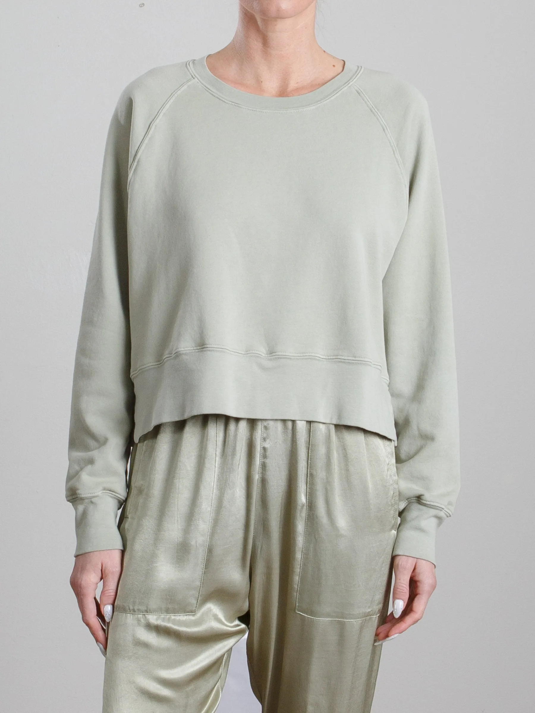 Sophia Crop Sweatshirt in French Terry - Matcha