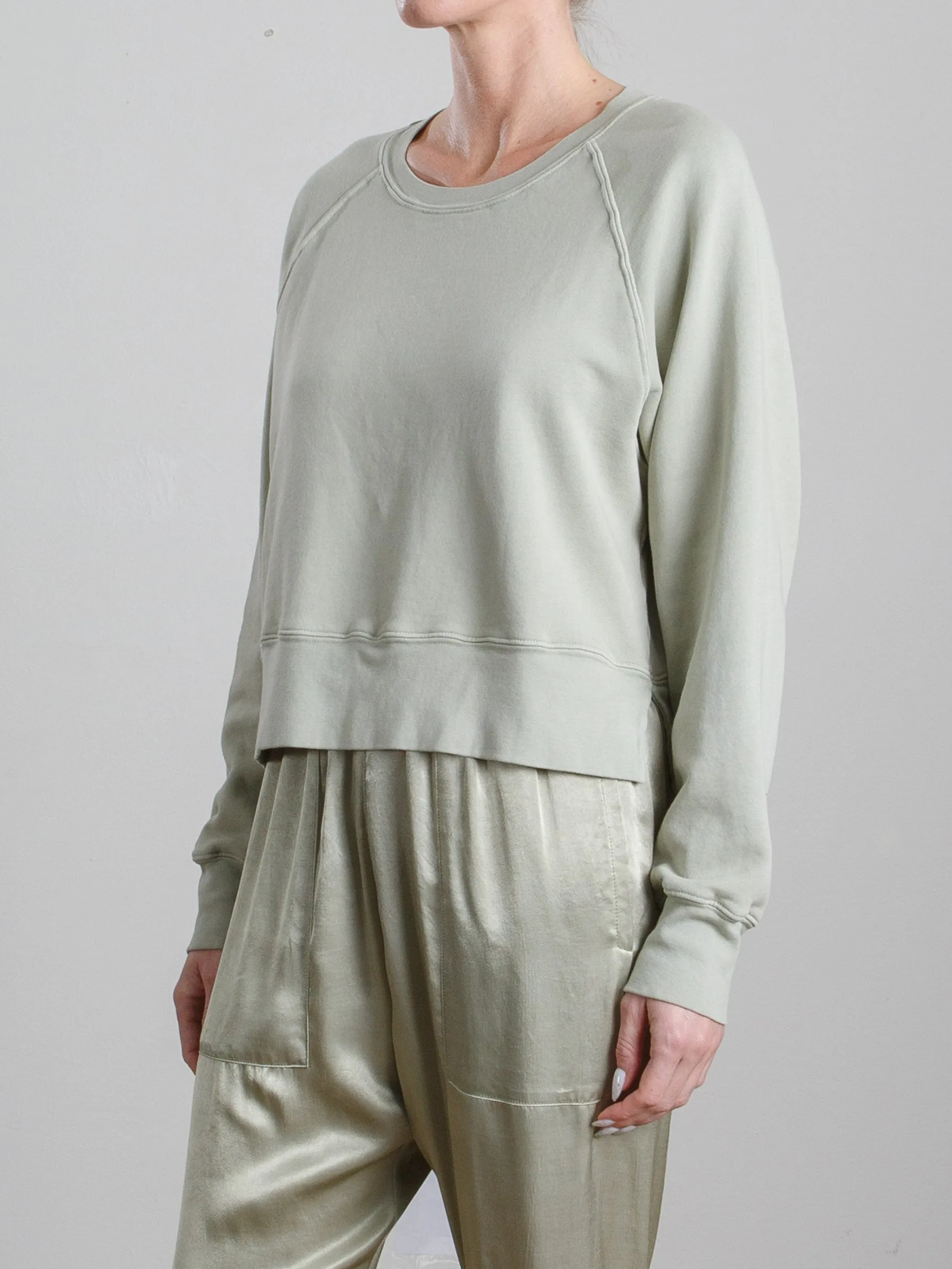Sophia Crop Sweatshirt in French Terry - Matcha