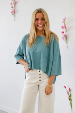 Southern Charm Basic Top in Dusty Blue