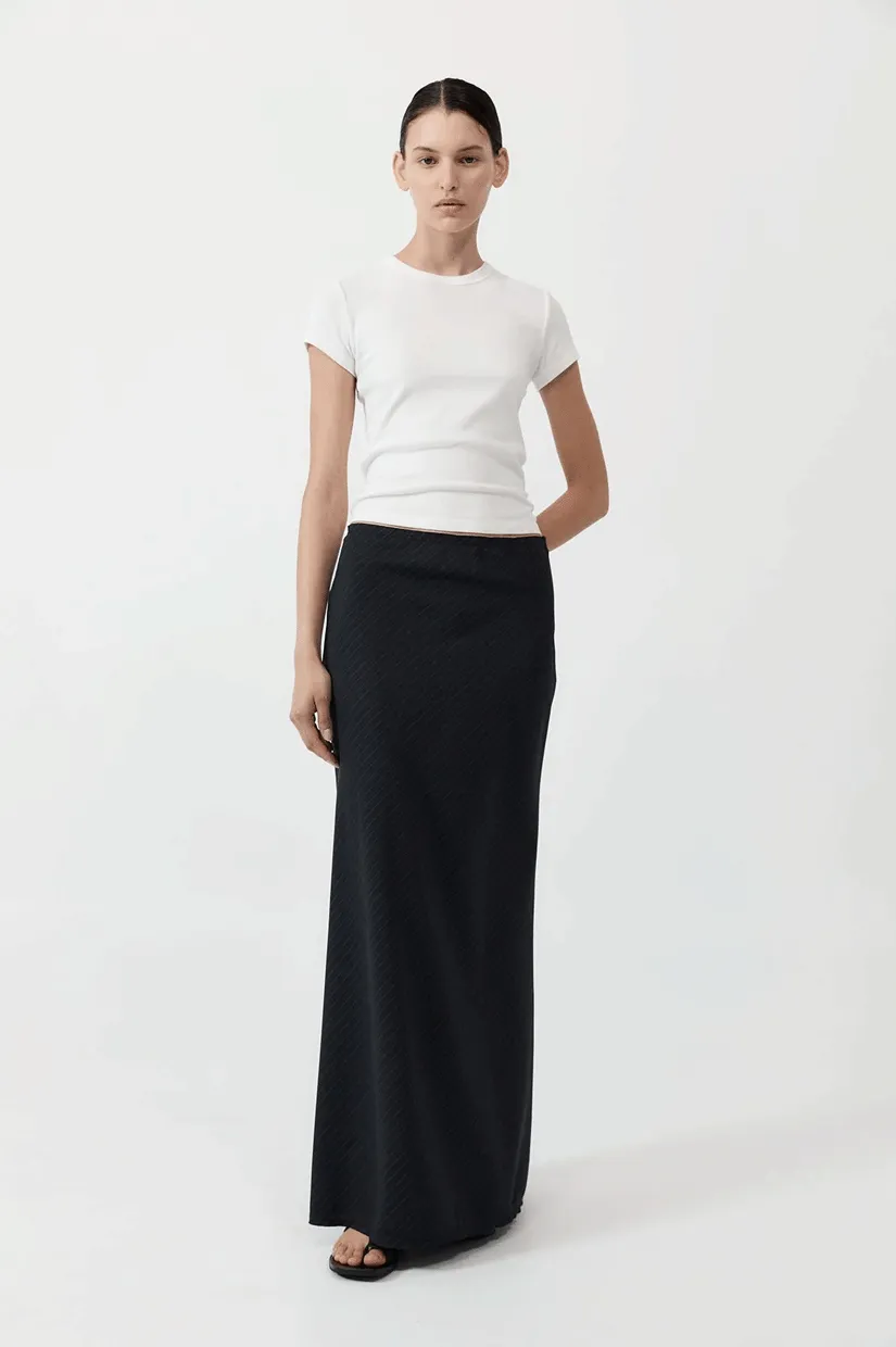 St.Agni Pinstripe Maxi Skirt - Black
