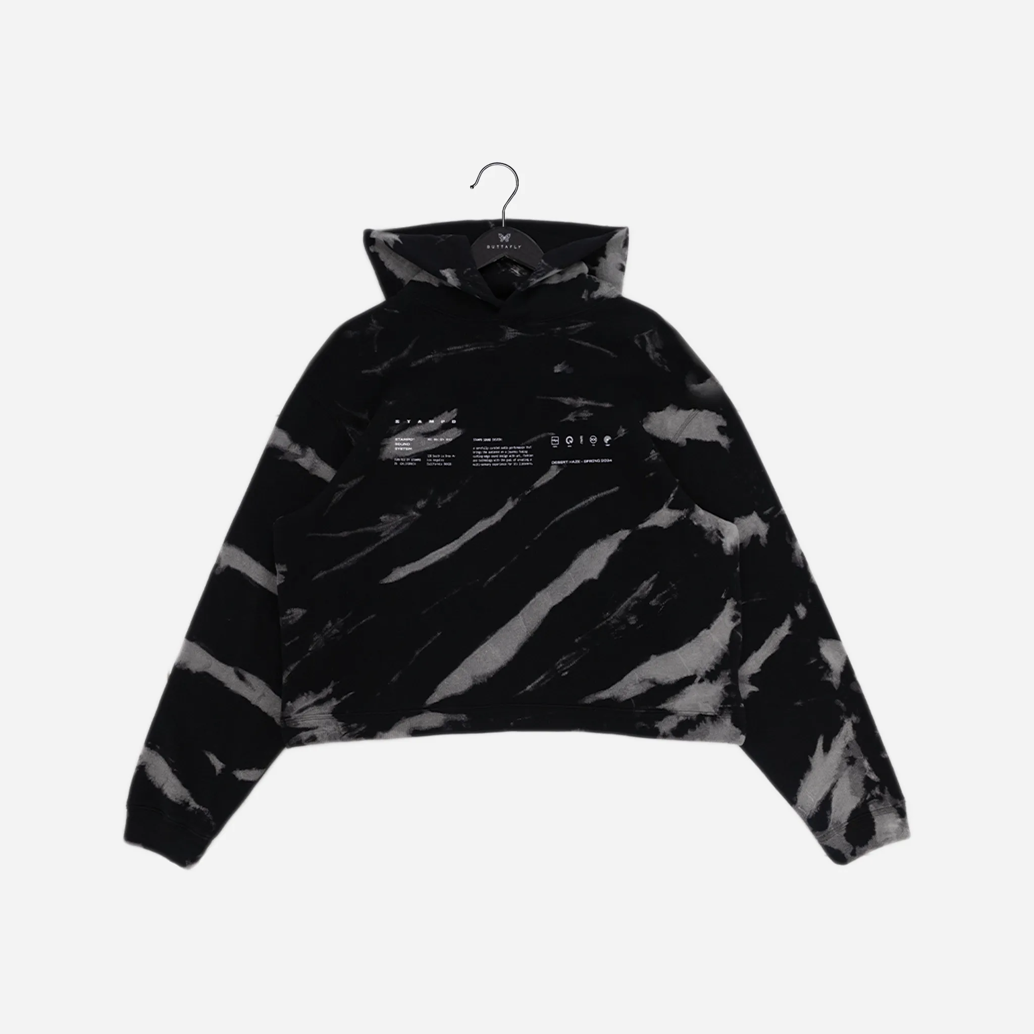 Stamped Sound System Tie Dye Cropped Hoodie SLA-M3378HD-ZTD
