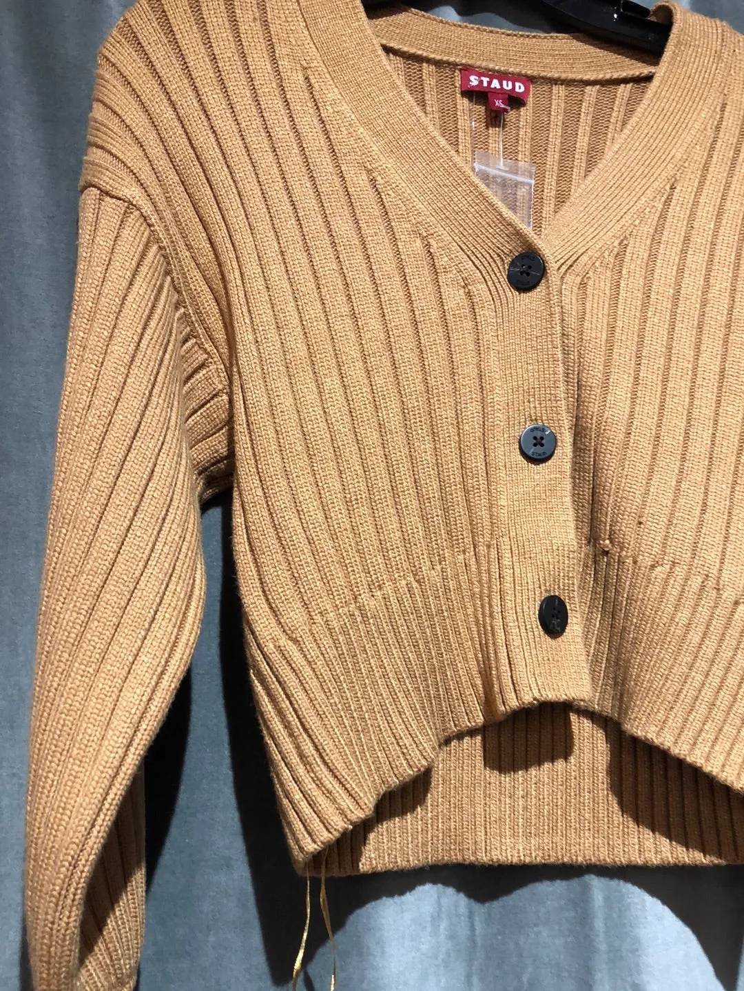 Staud Camel 'Eloise' cropped Cardigan