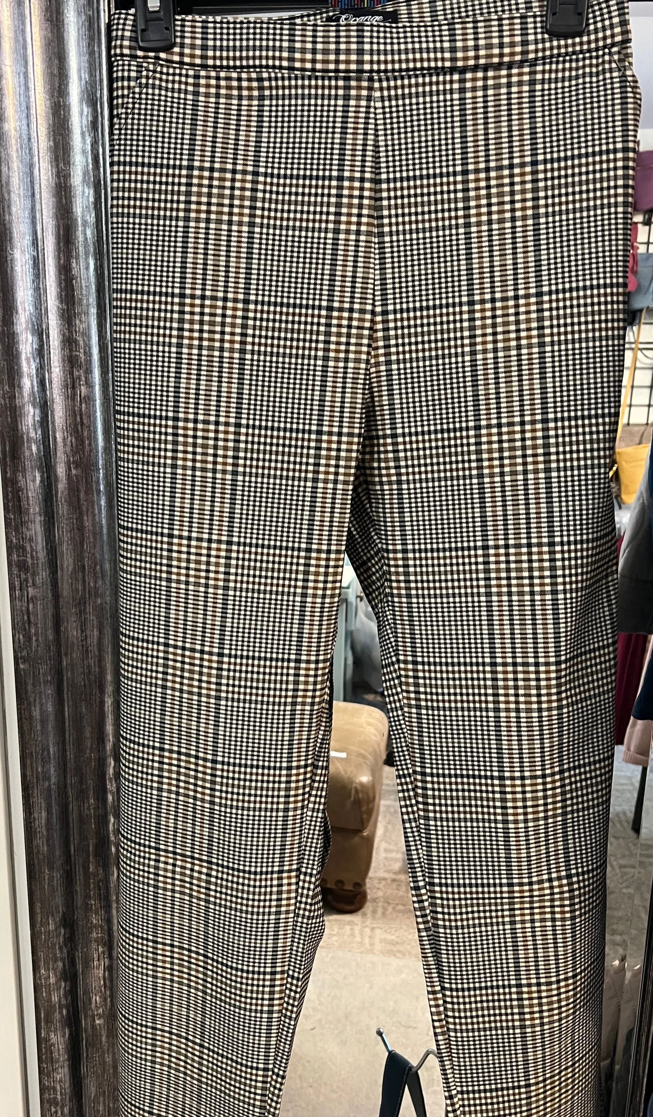 Straight leg Printed check pant