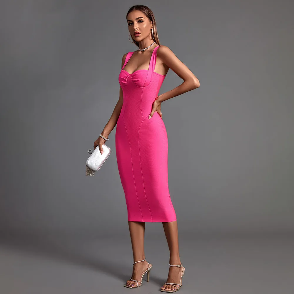 Strappy Sleeveless Striped Midi Bandage Dress