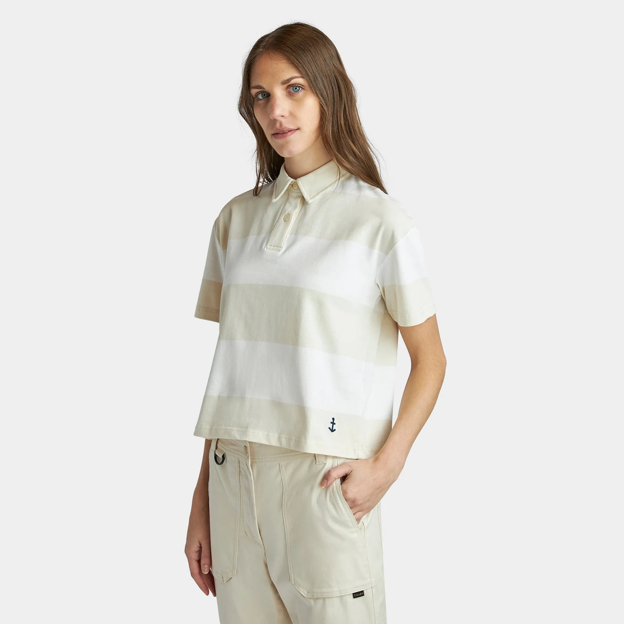 Stripe Marine Cropped Polo