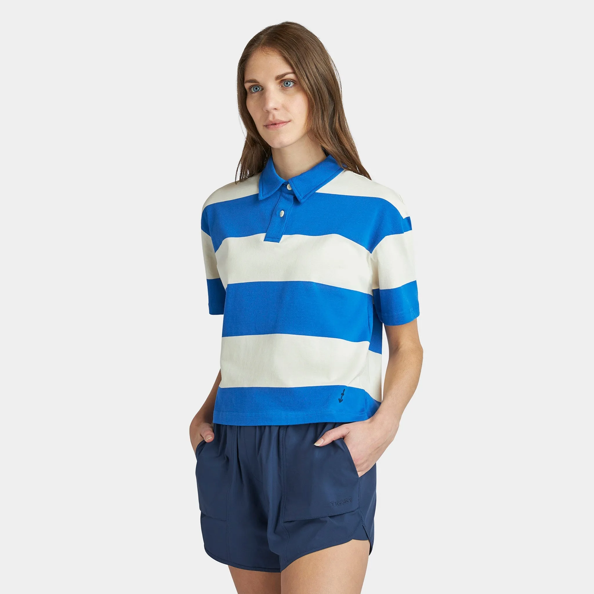 Stripe Marine Cropped Polo
