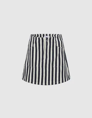 Striped Mini A-Line Skirt