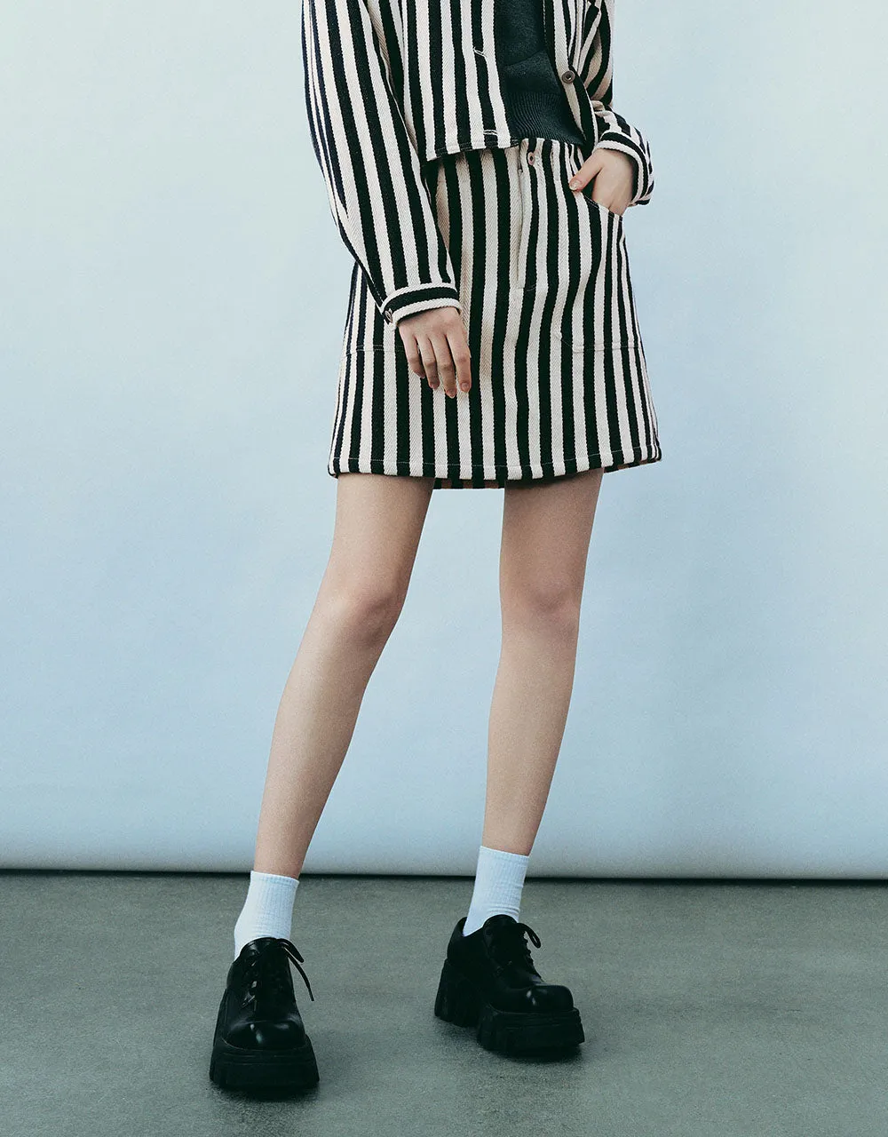 Striped Mini A-Line Skirt