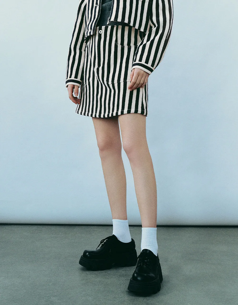 Striped Mini A-Line Skirt