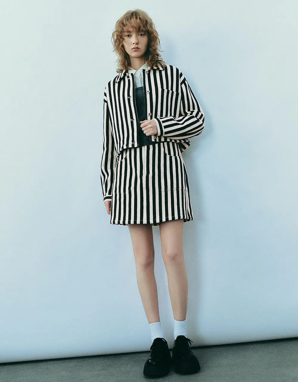Striped Mini A-Line Skirt