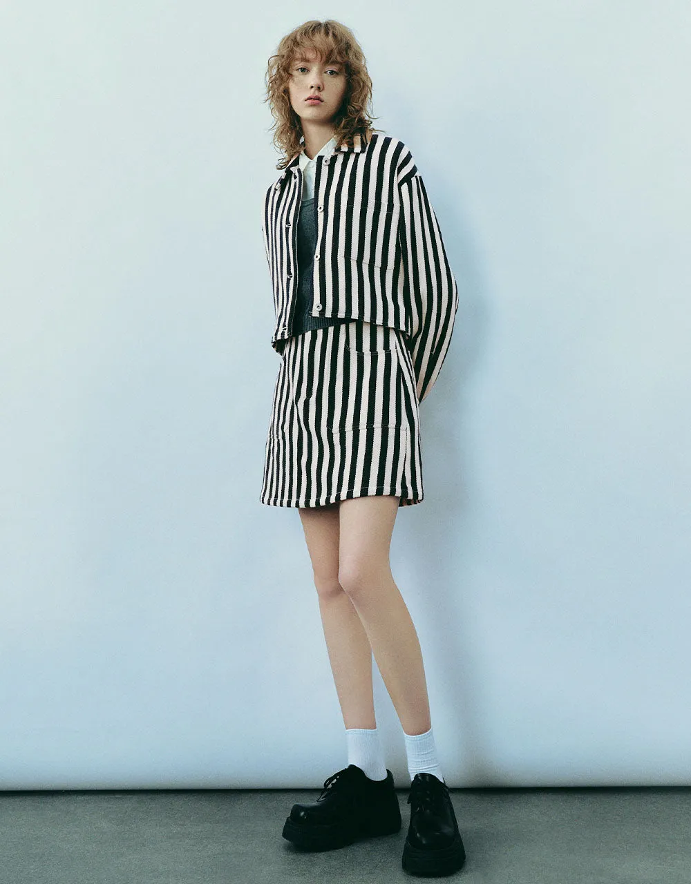 Striped Mini A-Line Skirt