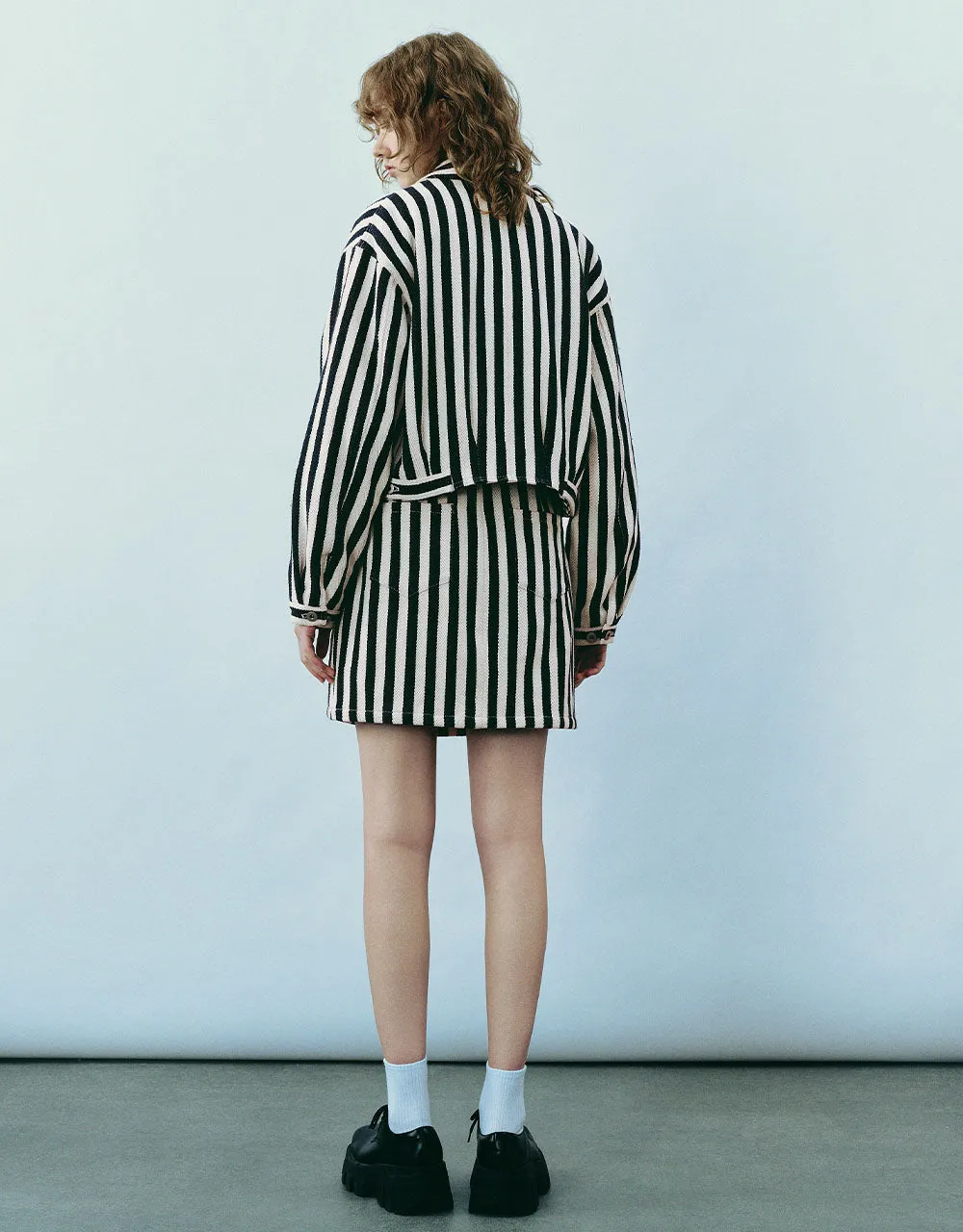 Striped Mini A-Line Skirt