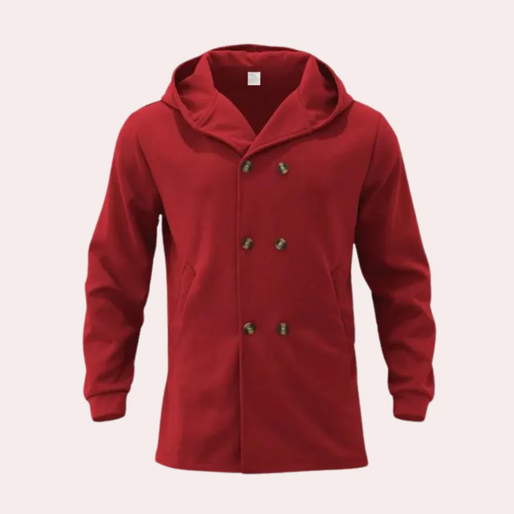 Stylish men's trench coat with a practical hood for a casual look