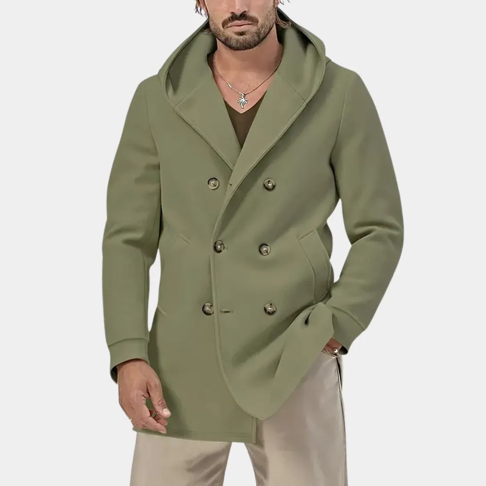Stylish men's trench coat with a practical hood for a casual look