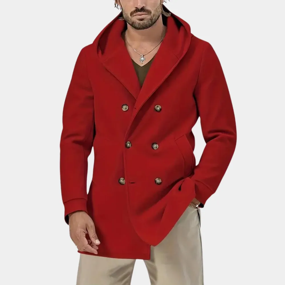 Stylish men's trench coat with a practical hood for a casual look