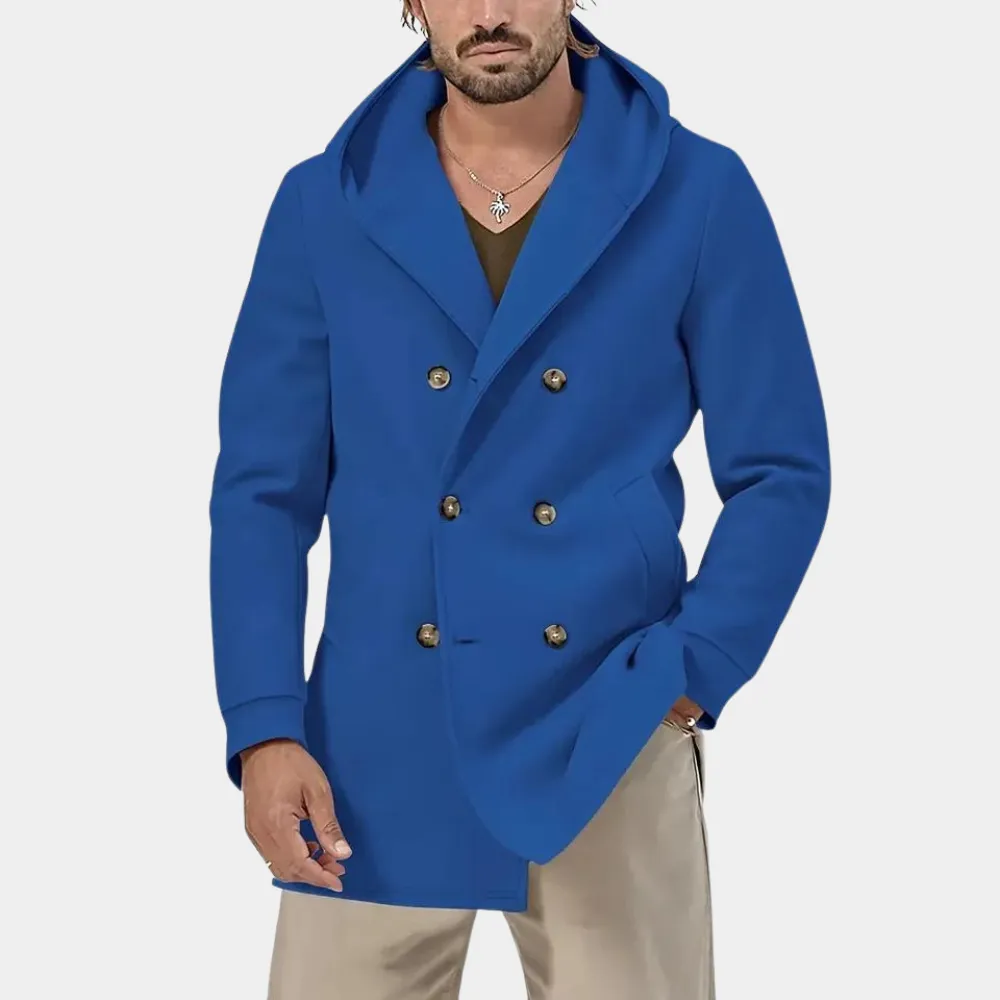 Stylish men's trench coat with a practical hood for a casual look