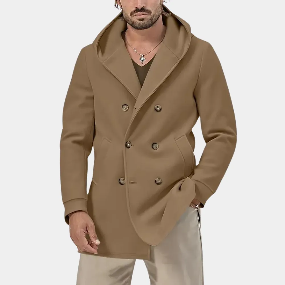 Stylish men's trench coat with a practical hood for a casual look