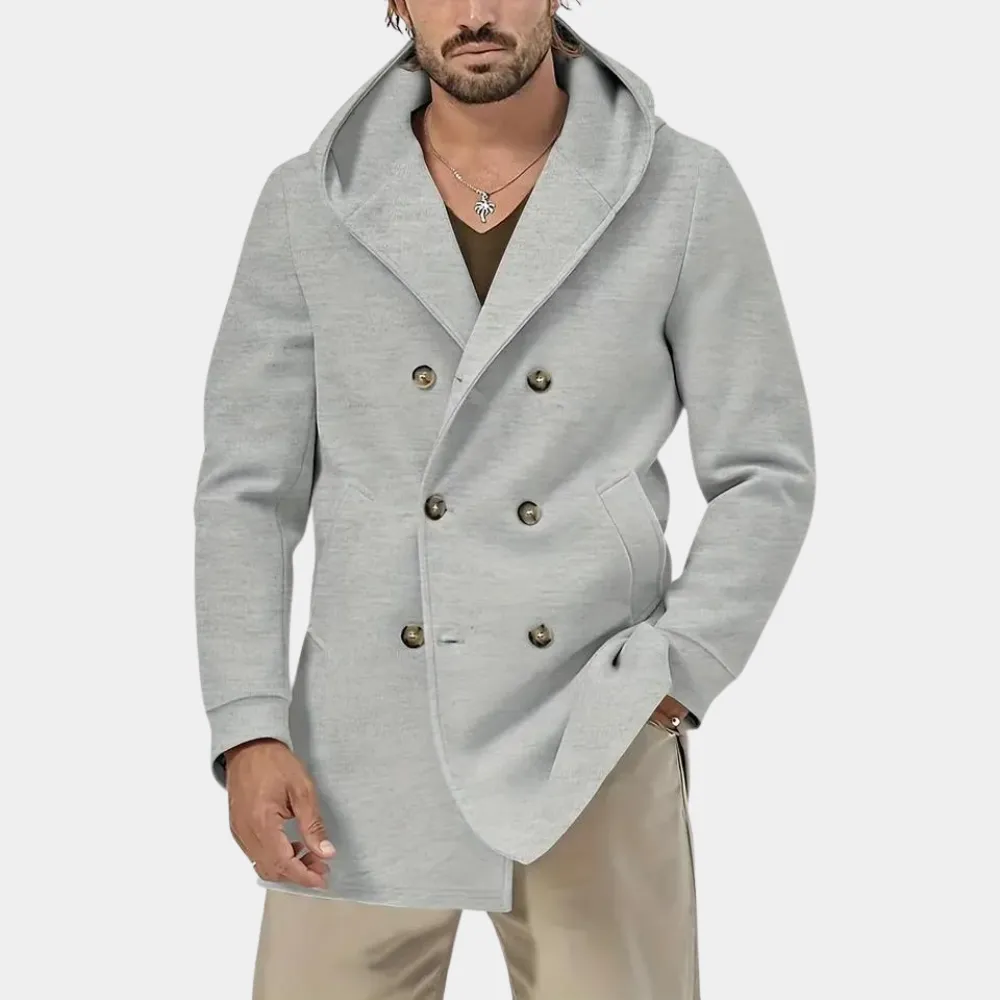 Stylish men's trench coat with a practical hood for a casual look
