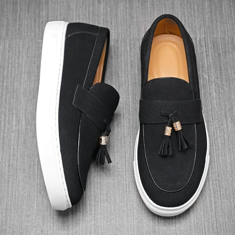 SUEDE LEATHER TASSEL LOAFERS