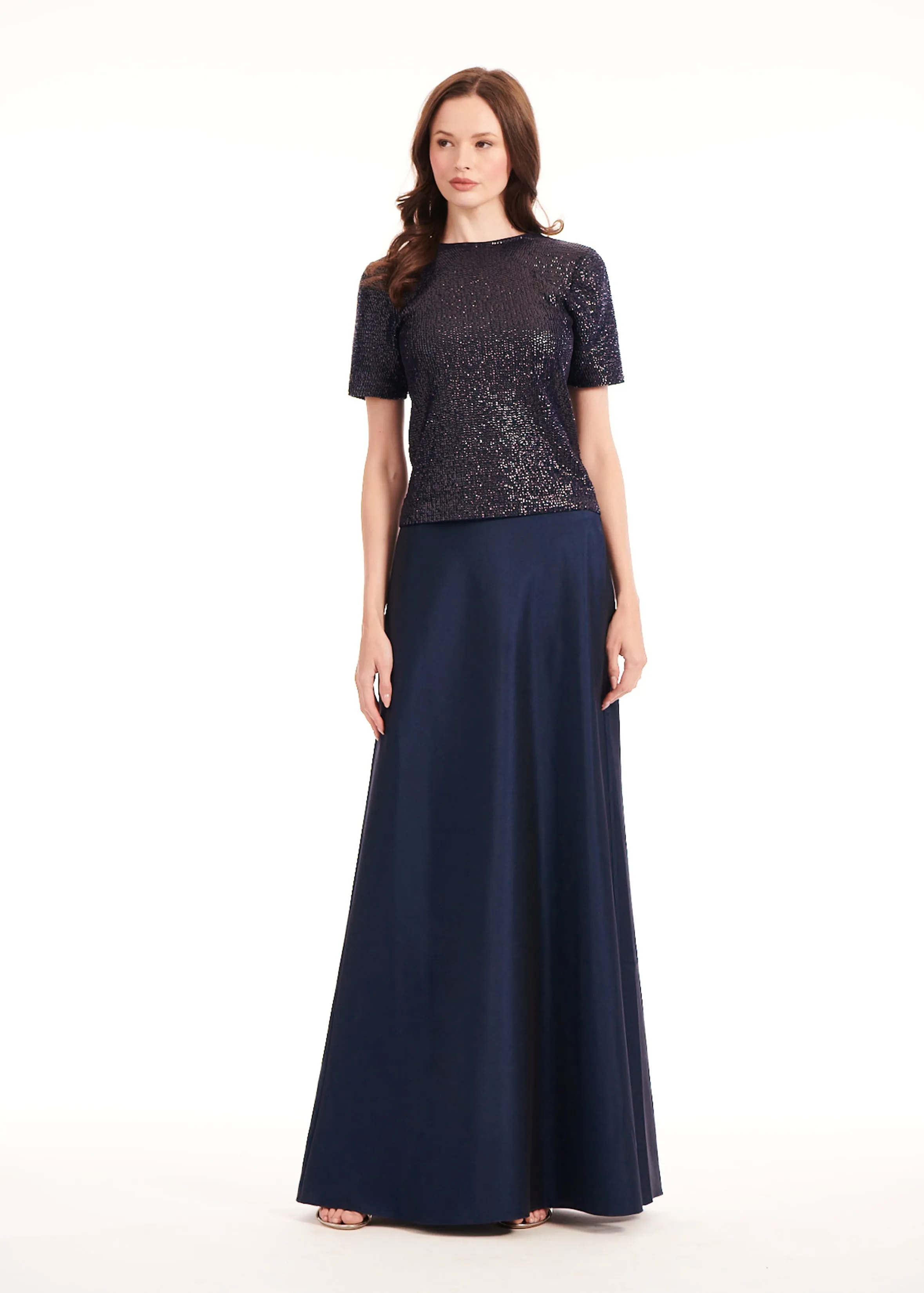 TAFFETA BIAS LONG SKIRT BLACK
