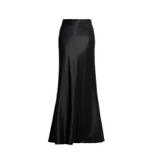 TAFFETA BIAS LONG SKIRT BLACK