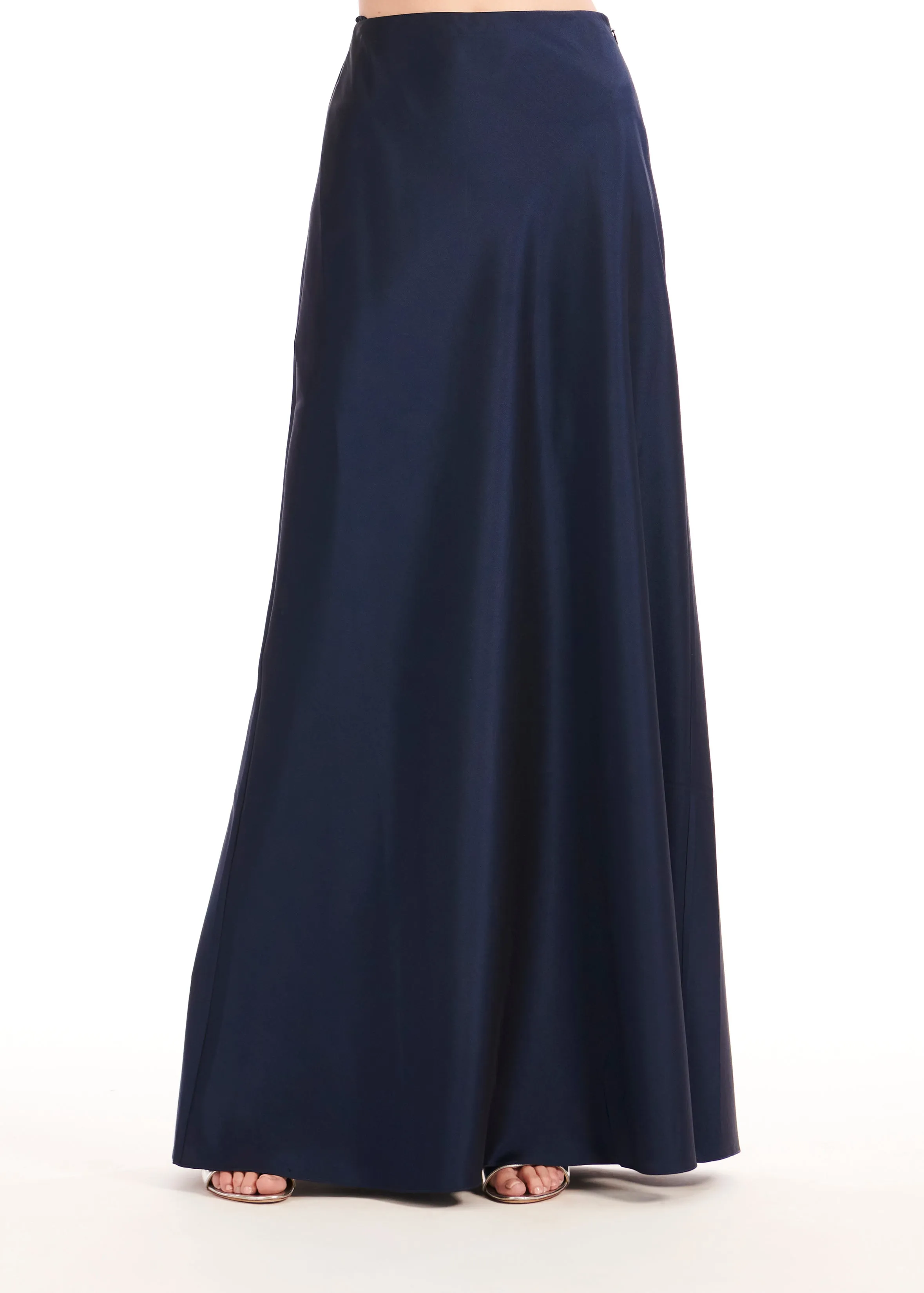 TAFFETA BIAS LONG SKIRT BLACK