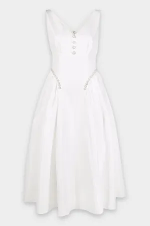 Taffeta Midi Dress in White