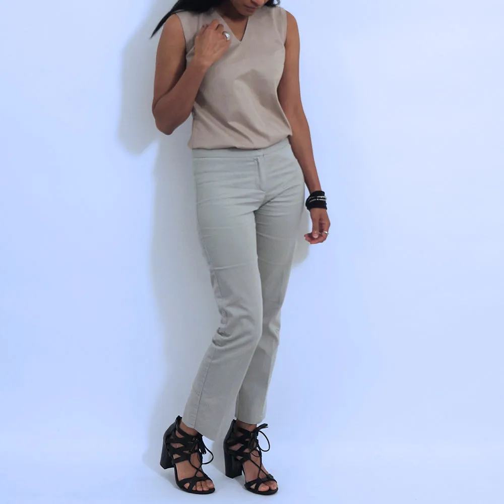 Tan Taper Leg Pants | ALPHONSINA