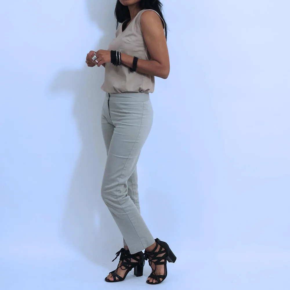 Tan Taper Leg Pants | ALPHONSINA