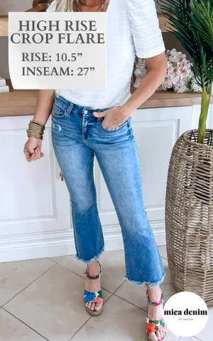 The Abby High Rise Crop Flare Denim Jean | Mica- Final Sale**