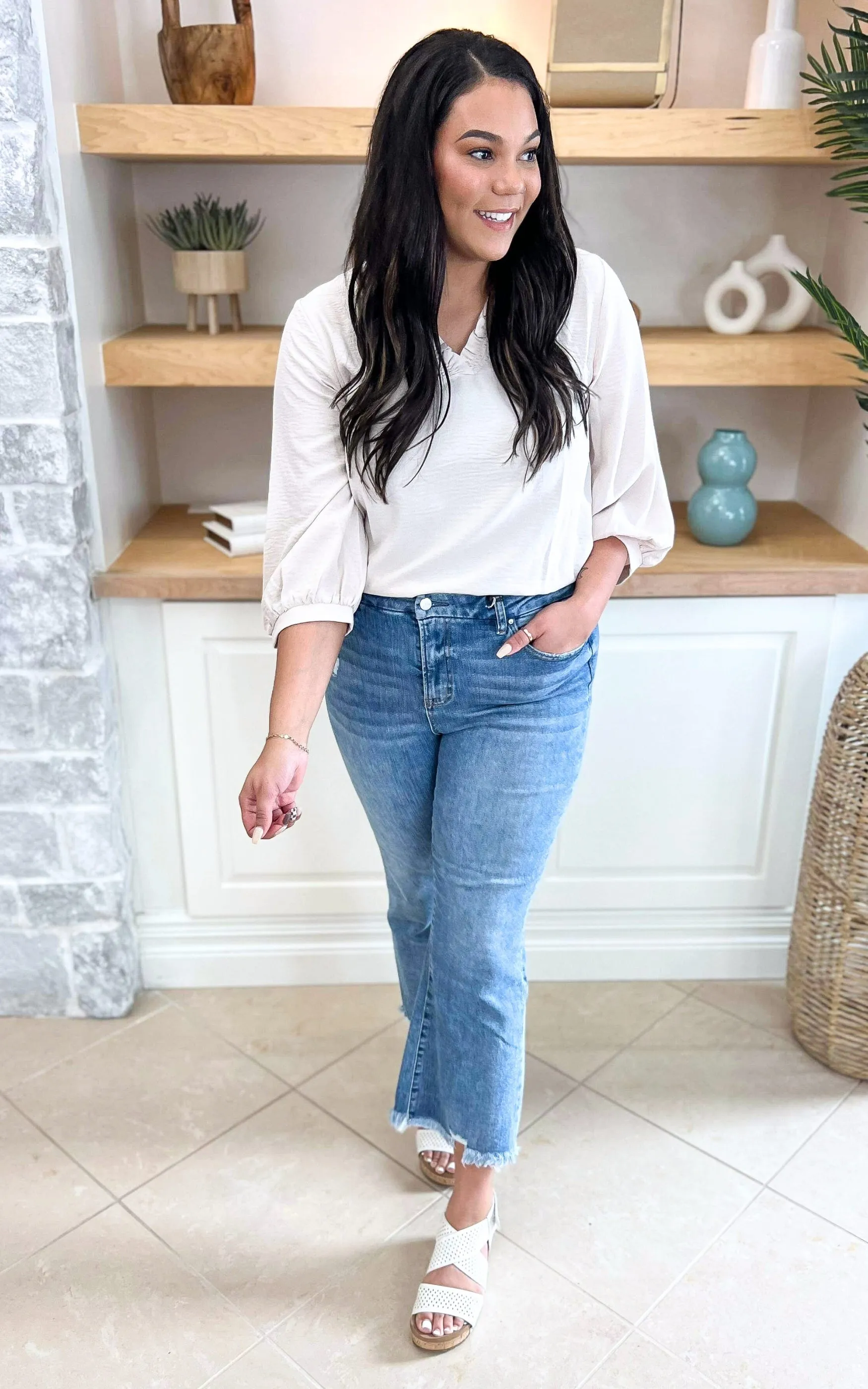 The Abby High Rise Crop Flare Denim Jean | Mica- Final Sale**